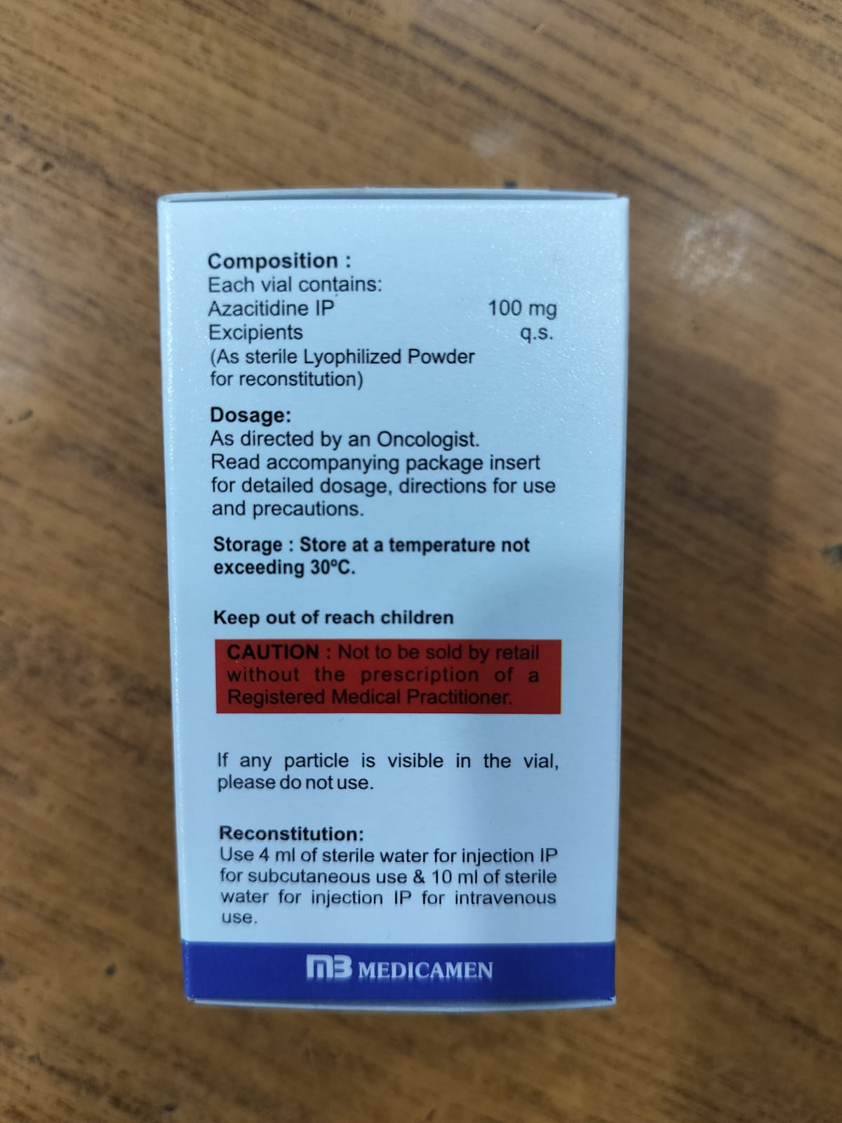Azacamen 100mg - Azacitidine Injection