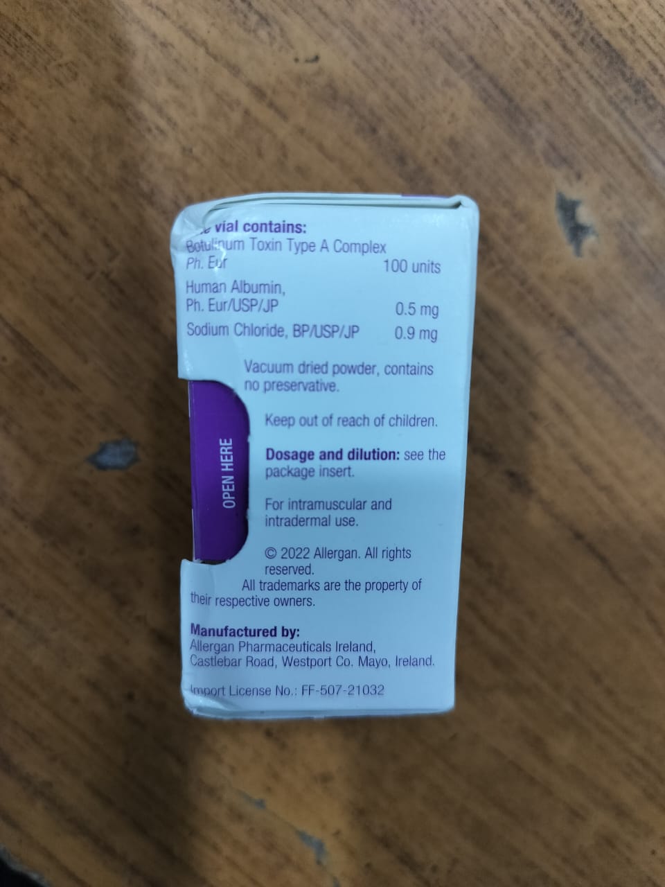 Botox 100iu – Botulinum Toxin Type A Injection